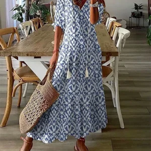 Robe Maxi Bohème Avec Ambiance Ibiza En Coton Léger