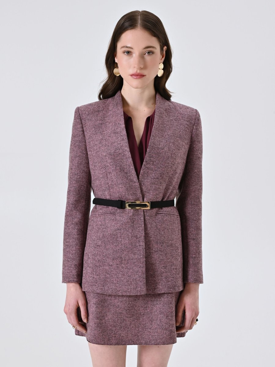 Cappotto Rosa in Tessuto Spinato – Image 6