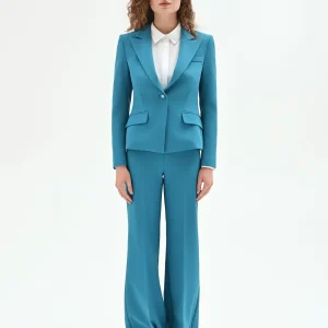 Giacca monobottone in blu ottanio