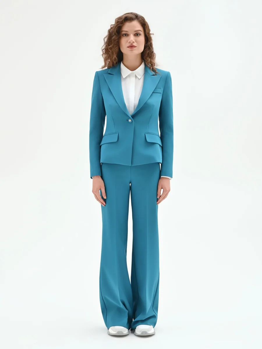 Giacca monobottone in blu ottanio