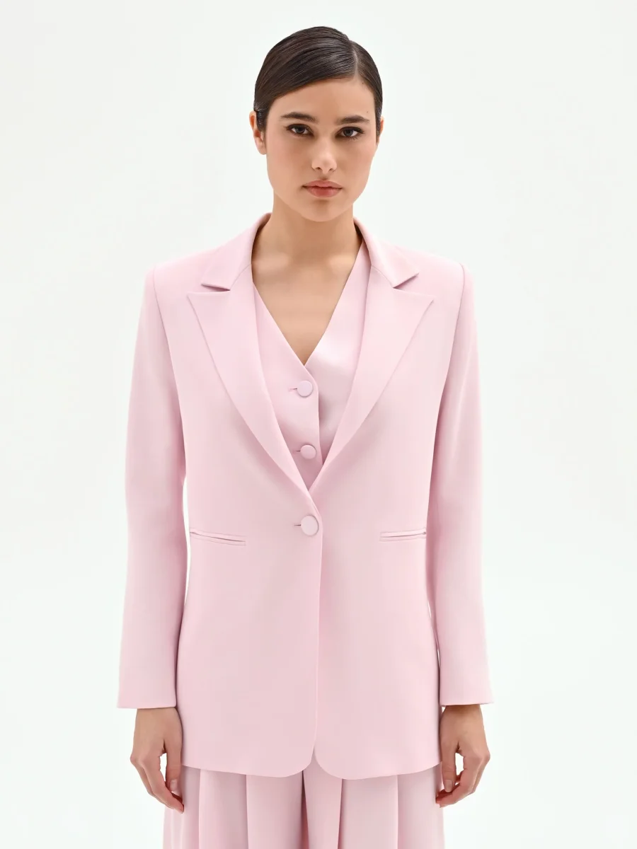 Blazer monopetto rosa pastello in cadi – Image 3