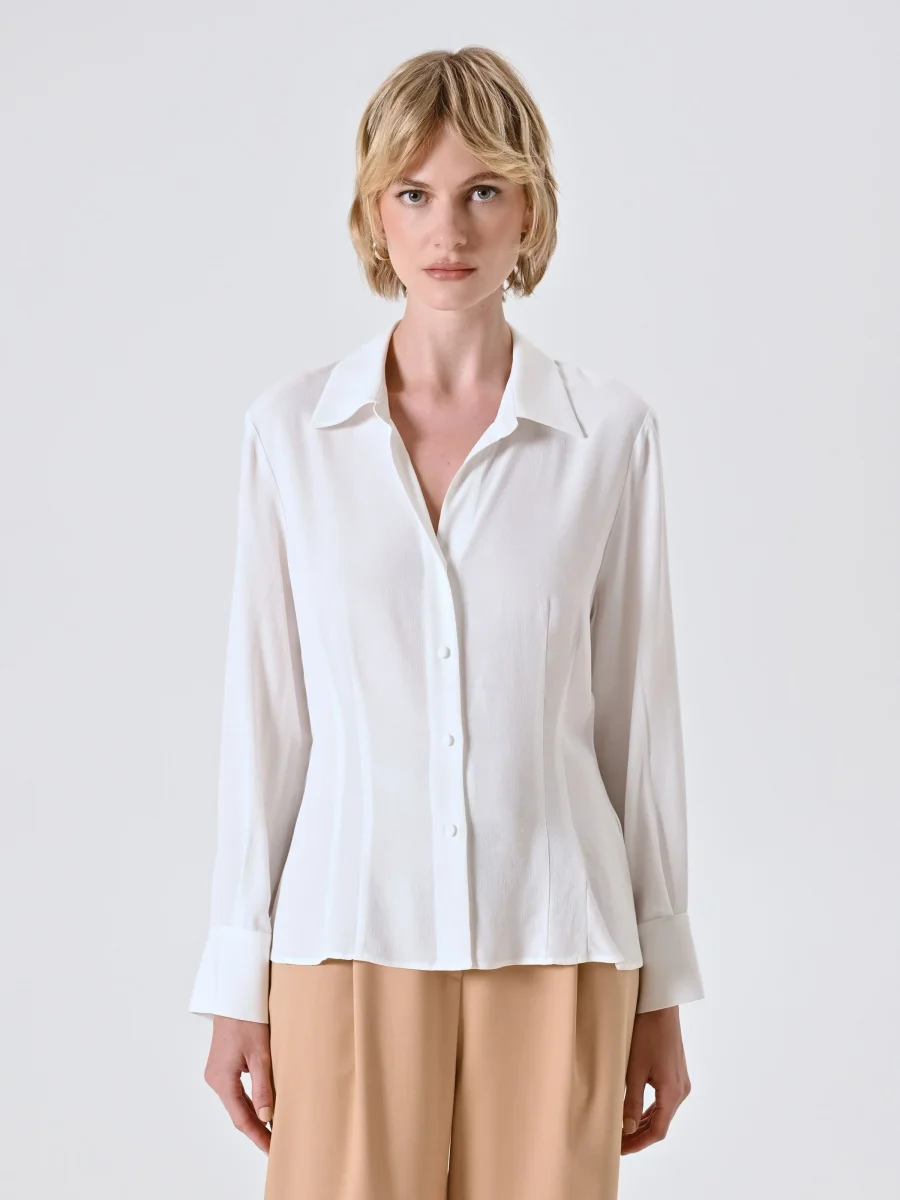 Camicia Bianca in Crepe di Viscosa – Image 5
