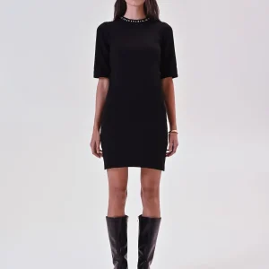 Abito Nero in Maglia con Strass