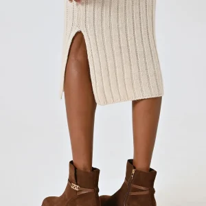 Tronchetto effetto Suede Marrone