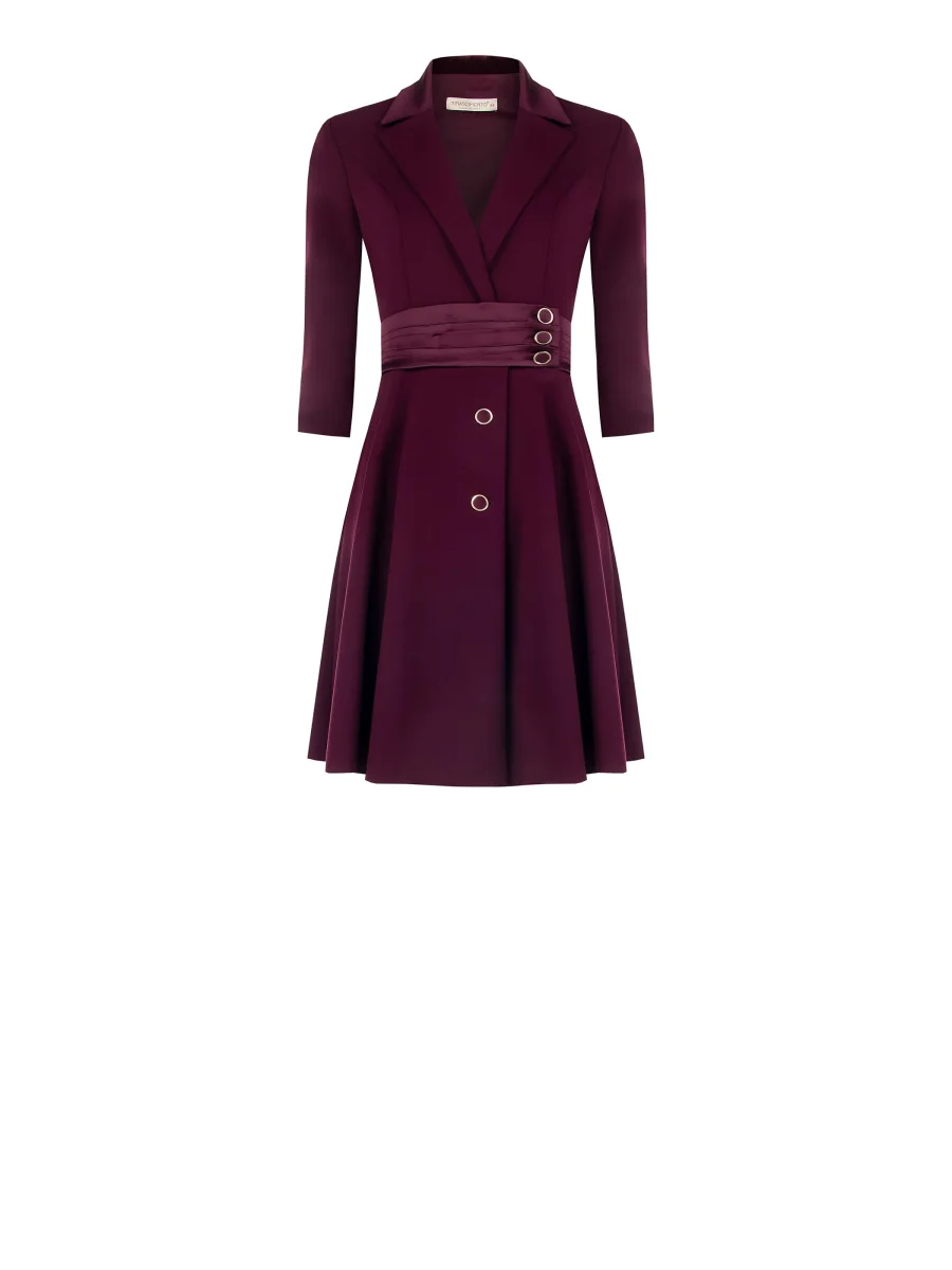 Abito Giacca Bordeaux con Inserto in Raso – Image 6