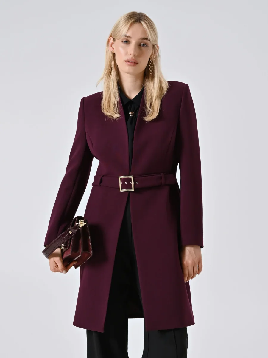 Spolverino Bordeaux con Fibbia Geometrica – Image 6