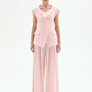 Gilet monopetto rosa pastello