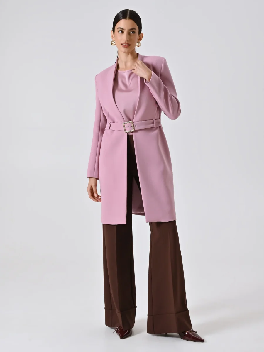 Spolverino Rosa Malva con Fibbia Geometrica – Image 4