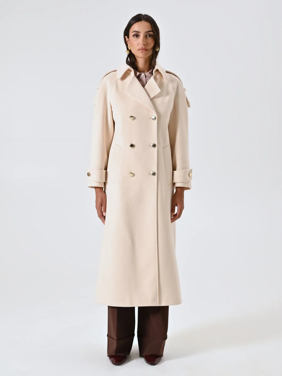 Cappotto Beige Doppiopetto Over con Mostrine – Image 3