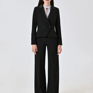 Giacca Nera Smocking in Tessuto Tecnico