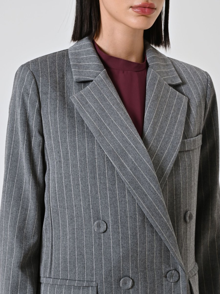 Giacca Grigia Doppiopetto Gessata – Image 6