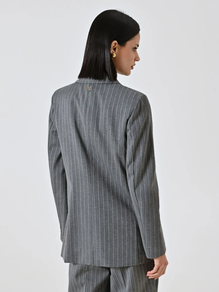 Giacca Grigia Doppiopetto Gessata – Image 3