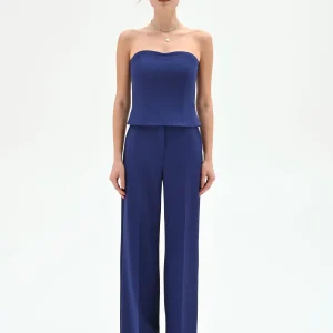 Top Studio blu indaco a cuore con impunture