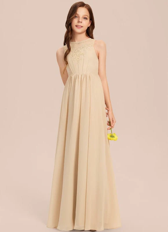 Robe Longue Champagne À Col Bénitier Et Ourlet Volanté – Image 8