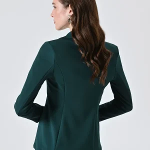 Giacca Doppiopetto in Scuba Mano Crepe Verde