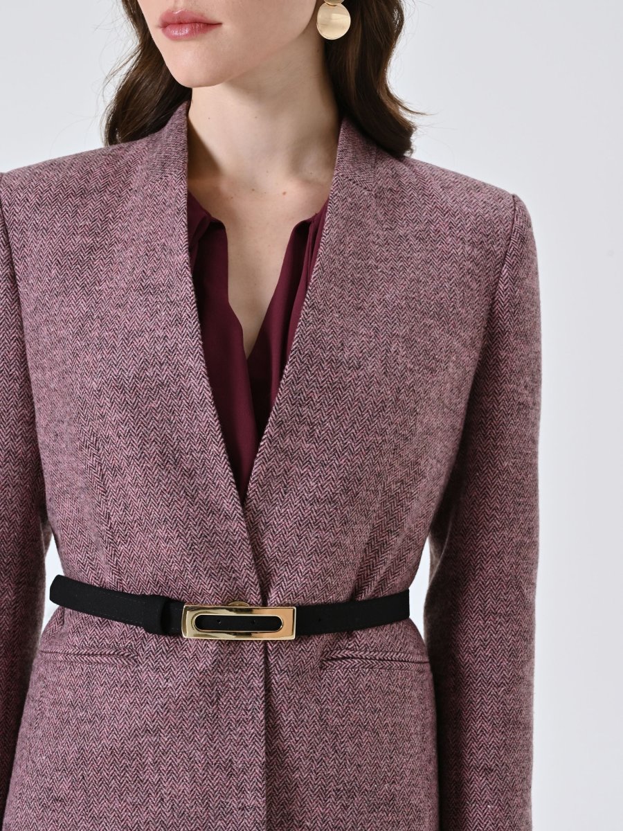 Cappotto Rosa in Tessuto Spinato – Image 4