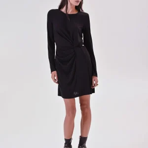 Abito Nero Stretch con Drappeggio