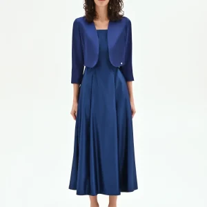 Coprispalle bolero blu in raso strutturato