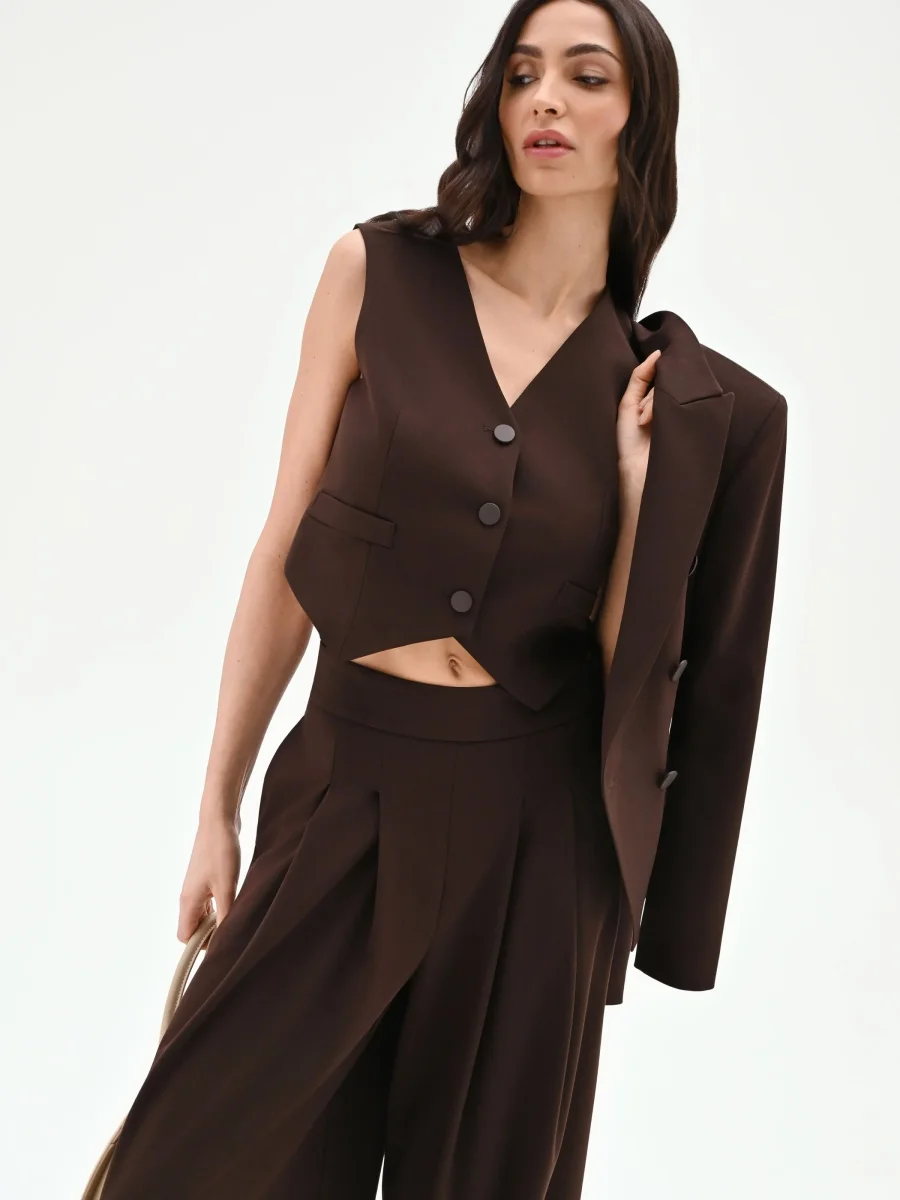 Gilet cropped moro marrone – Image 7