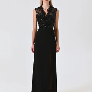 Abito Nero con corpino Paillettes