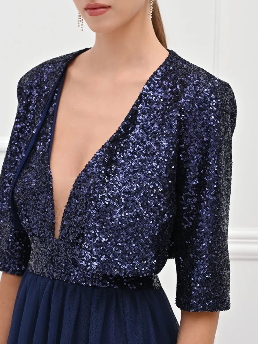 Coprispalle in paillettes blu – Image 3