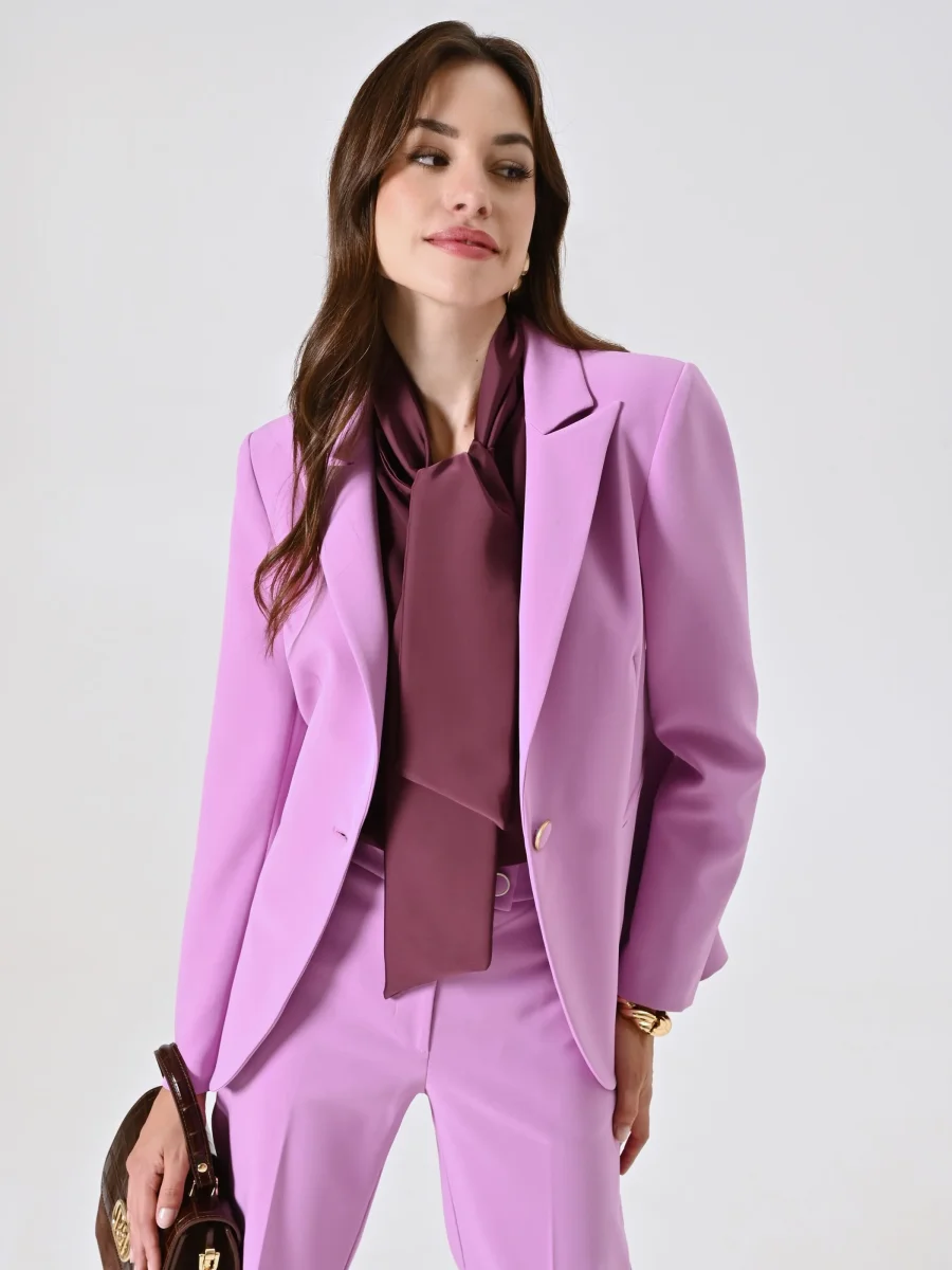 Giacca Monopetto in Tessuto Tecnico Rosa Orchidea – Image 7