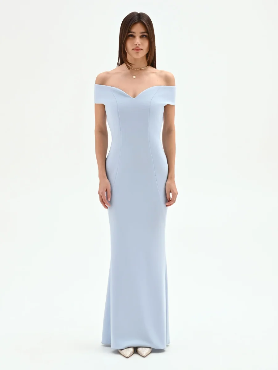 Abito lungo a sirena cielo azzurro – Image 2