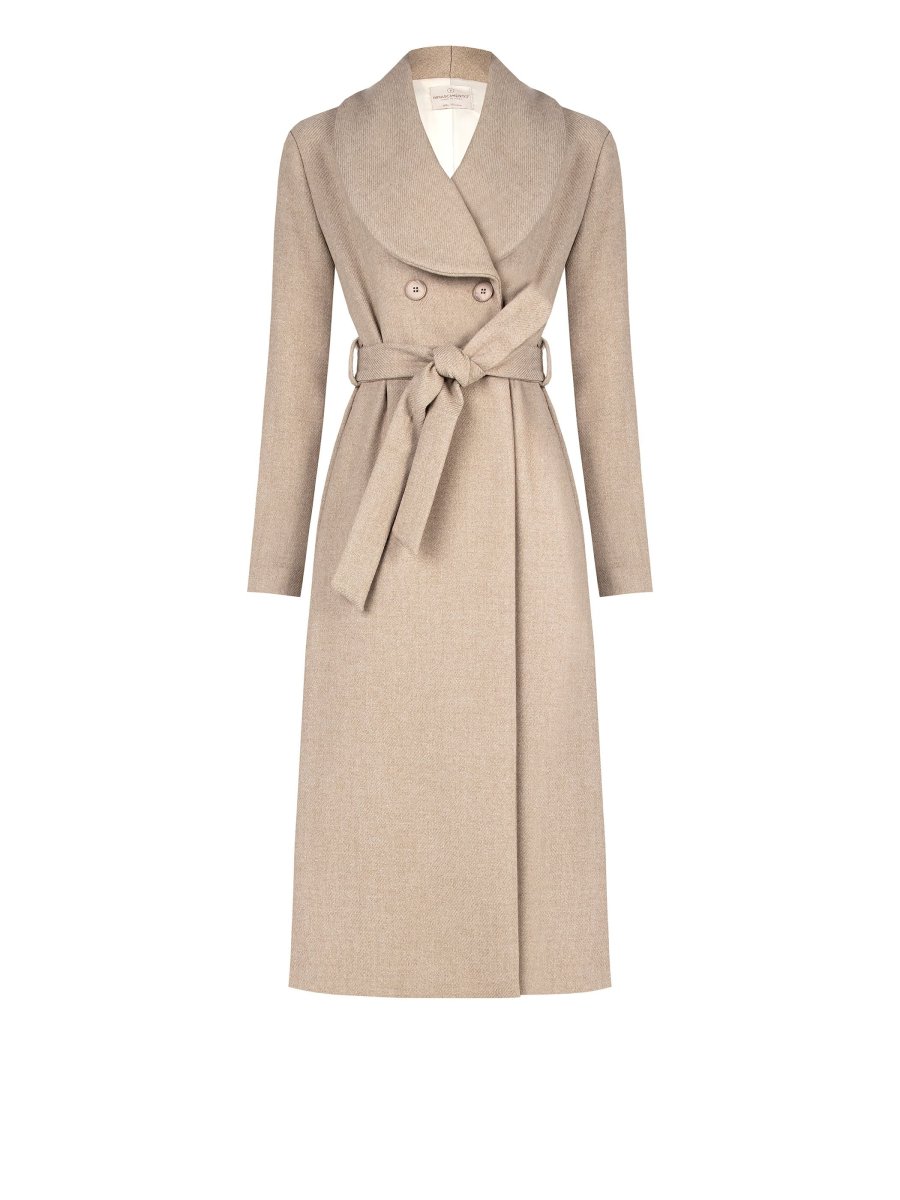 Cappotto Beige Doppiopetto Lungo con Rever Ampio – Image 6