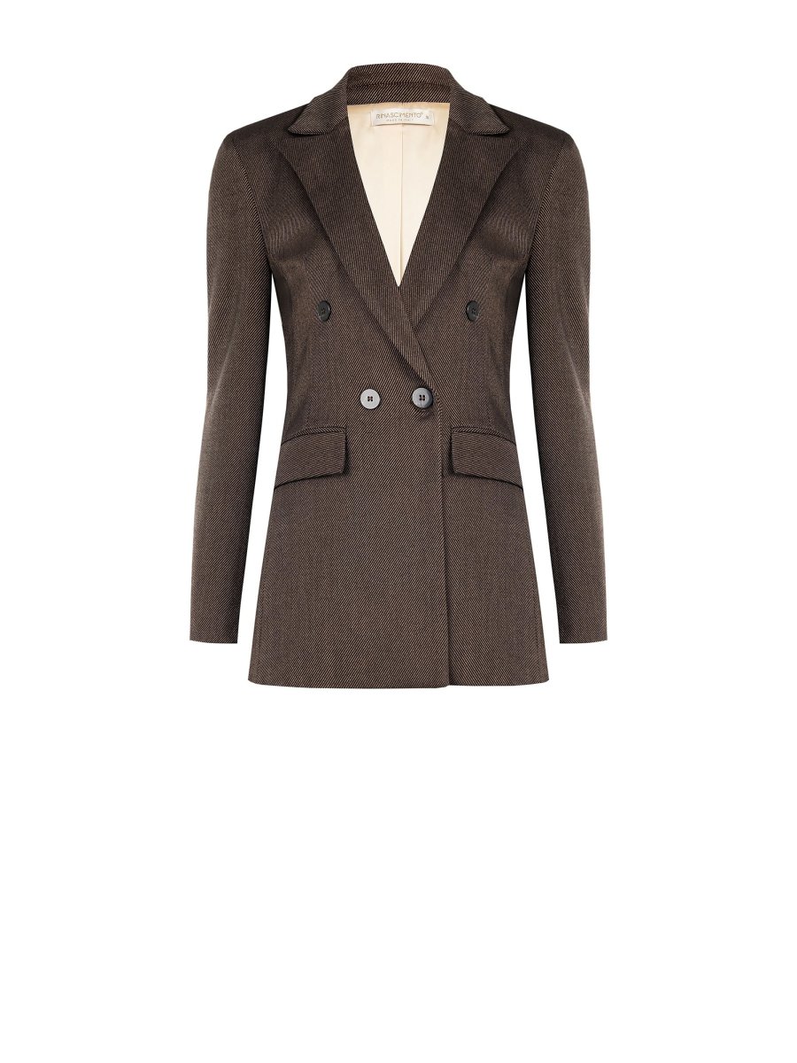 Giacca doppiopetto cioccolato in tessuto diagonale – Image 7