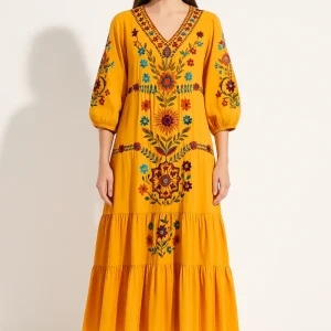 Robe Orange A Fleurs