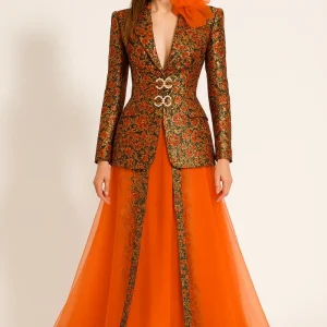 Robe Ceremonie Femme Orange