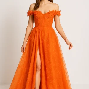 Robe Orange Bustier Élégante