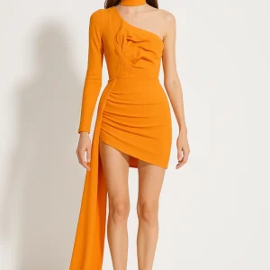 Robe Orange Asymétrique Chic Moderne
