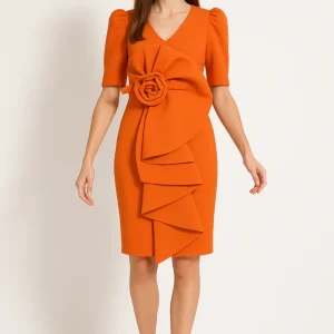 Robe Orange Chic À Volants