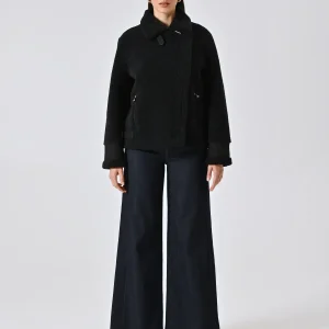 Giacca Bombardier effetto Sherling Nera