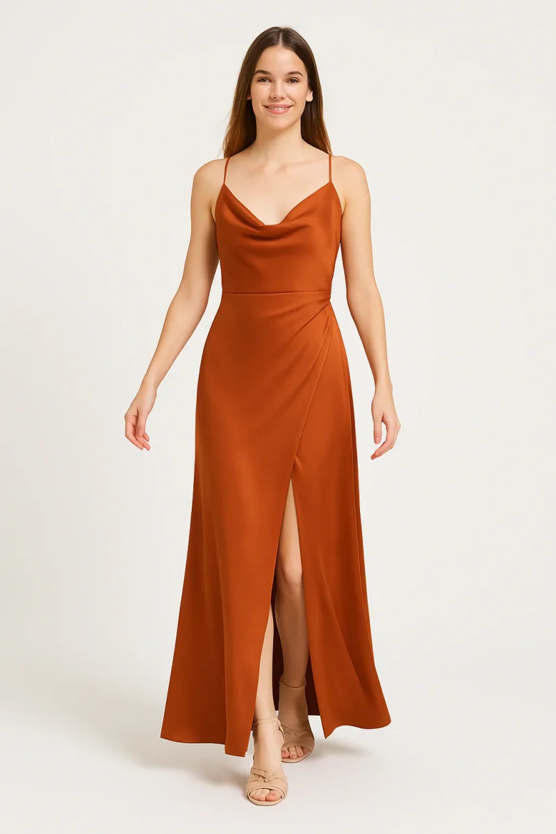 Robe De Soirée Longue Orange – Image 2