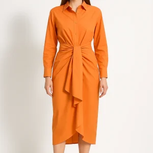 Robe Chemise Orange Femme
