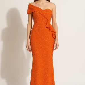 Robe Orange Pailletée Élégante