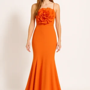 Robe Orange Chic À Volants