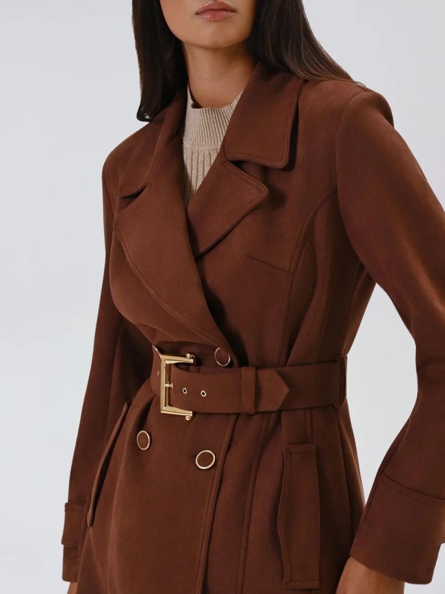 Trench Marrone effetto Camoscio – Image 3