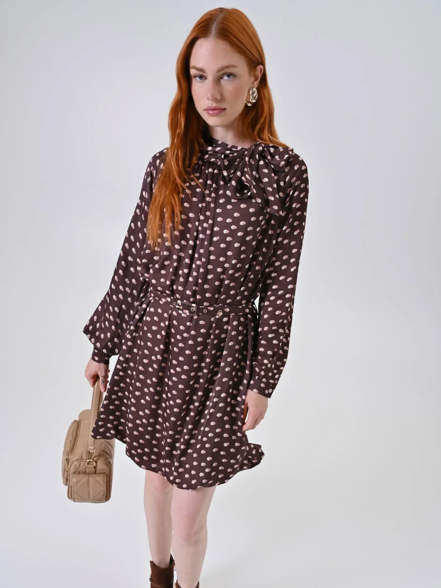 Abito chemisier a pois cioccolato con fusciacca – Image 7