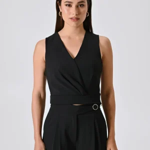 Top Nero in Tessuto Fluido