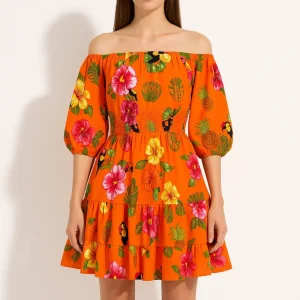 Robe Courte Orange Femme