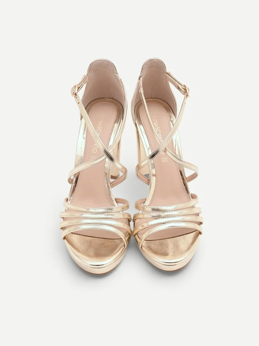 Sandalo platino con tacco e fascette – Image 4