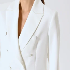 Giacca Doppiopetto Bianca in Tessuto Tecnico