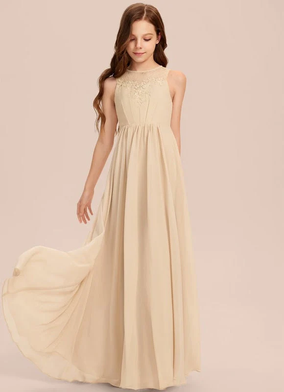 Robe Longue Champagne À Col Bénitier Et Ourlet Volanté – Image 2
