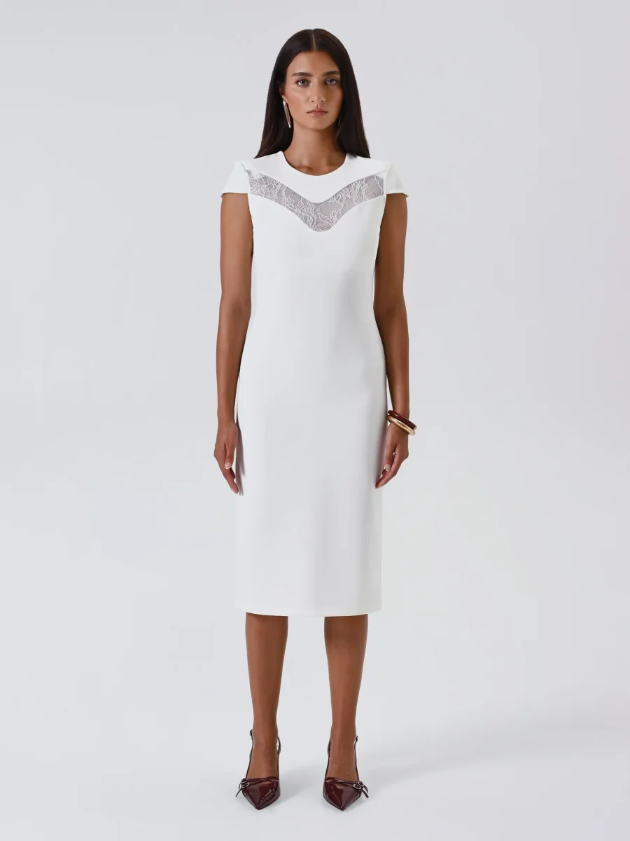 Tubino Bianco con Carré in Pizzo