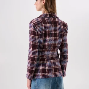 Giacca blazer in tweed rosso bordeaux