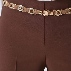 Cintura con Applicazioni Gioiello Tortora Marrone