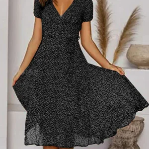 Thérèse - Robe En Mousseline Avec Imprimé Floral Et Col En V Élégant